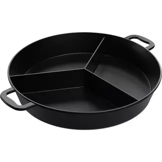 AMT Gastroguss Grote braadpan Ø 65 cm met 3 vakken LOTAN® antiaanbaklaag geschikt voor alle warmtebronnen behalve inductie