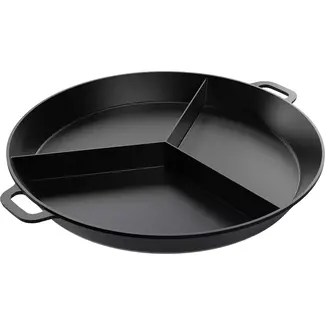 AMT Gastroguss Grote braadpan Ø 80 cm met 3 vakken LOTAN® antiaanbaklaag geschikt voor alle warmtebronnen behalve inductie