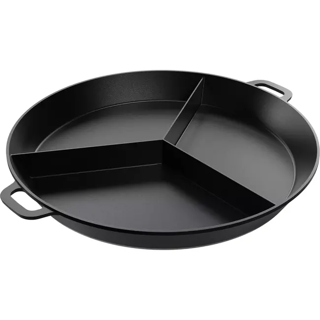 AMT Gastroguss Grote braadpan Ø 80 cm met 3 vakken LOTAN® antiaanbaklaag geschikt voor alle warmtebronnen behalve inductie
