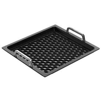 AMT Gastroguss Gastronorm bak GN 2/3 hoogte 2 cm met handgrepen met barbecueoppervlak geperforeerd LOTAN® antiaanbaklaag voor barbecue en grill