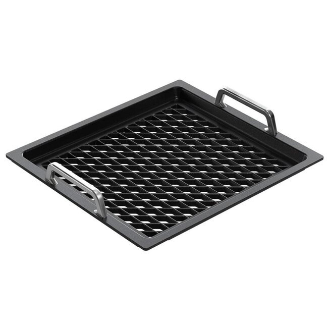 AMT Gastroguss Gastronorm bak GN 2/3 hoogte 2 cm met handgrepen met barbecueoppervlak geperforeerd LOTAN® antiaanbaklaag voor barbecue en grill