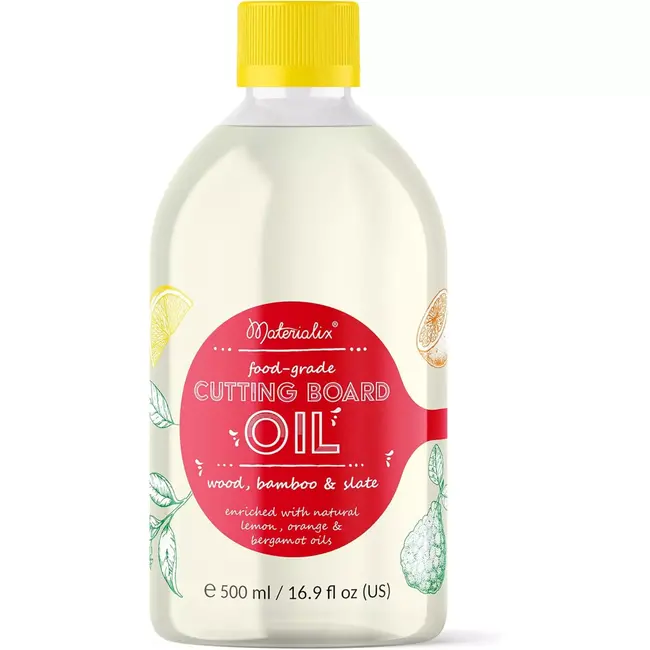 Materialix Antibacteriële Snijplank Olie – Voedselveilige Minerale Olie voor Houten en Bamboe Snijplanken met Citrusgeur – 500ml
