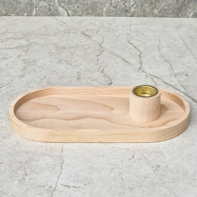 HOCHO Beukenhouten Dienblad met Kaarshouder – 200x100x35 mm – Stijlvol en Duurzaam