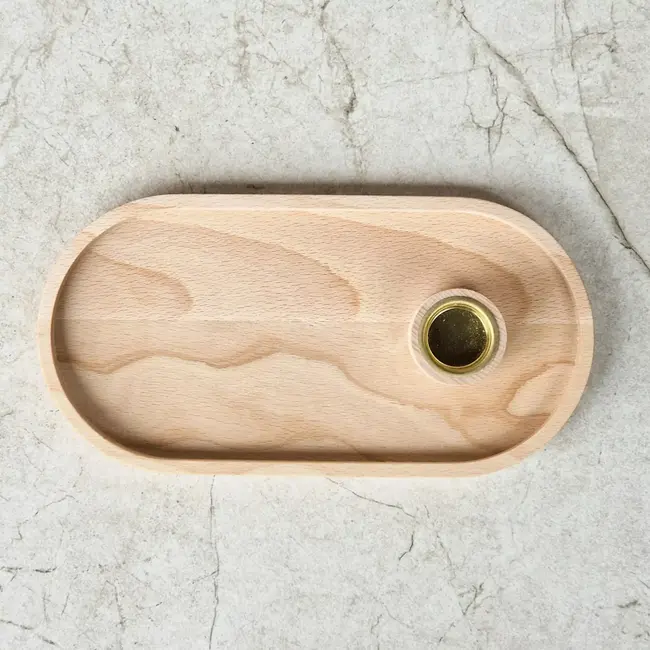 HOCHO Beukenhouten Dienblad met Kaarshouder – 200x100x35 mm – Stijlvol en Duurzaam