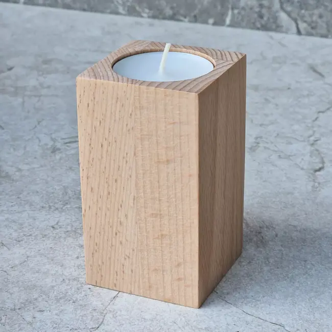 HOCHO Beukenhouten Waxinelichthouder 50x50x90 mm – Sfeervolle Decoratie