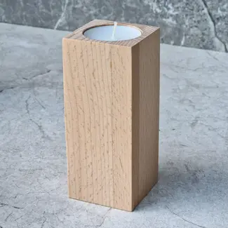 HOCHO Beukenhouten Waxinelichthouder – 50x50x120 mm – Natuurlijk Beukenhout