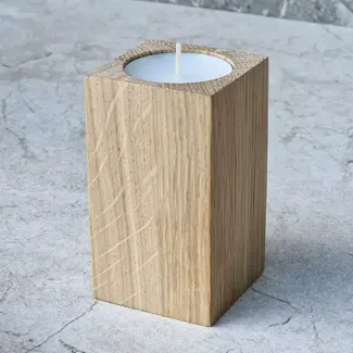 HOCHO Eikenhouten Waxinelichthouder – 50x50x90 mm – Tijdloos Design