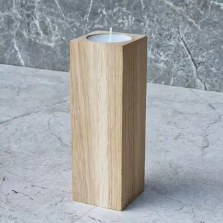 HOCHO Eikenhouten Waxinelichthouder – 50x50x150 mm – Elegant, Stijlvol & Duurzaam