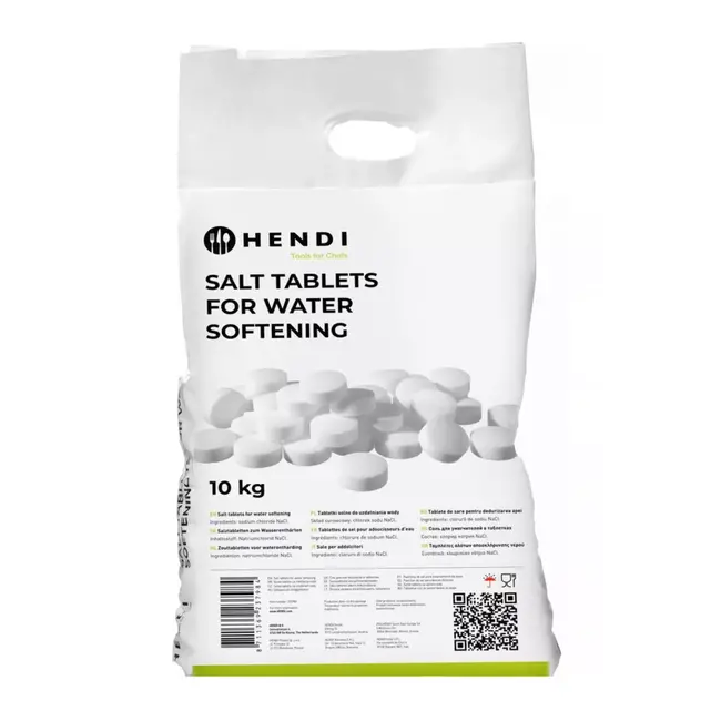 HENDI Zouttabletten 10 kg – Waterontharding – Voorkomt kalkaanslag – Hoogwaardige NaCl – Geschikt voor foodservice