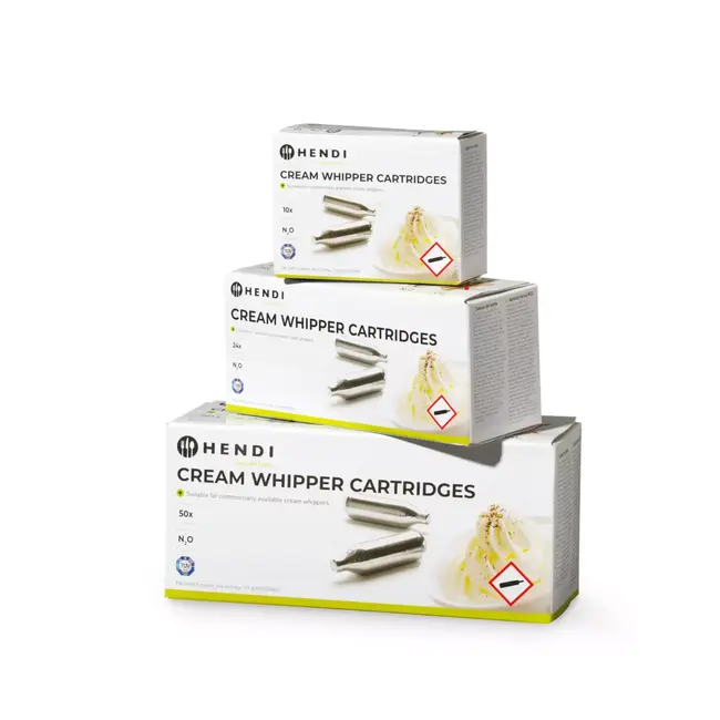 HENDI Slagroompatronen – 24 stuks – Universeel – Lang houdbaar – Voor professioneel en thuisgebruik