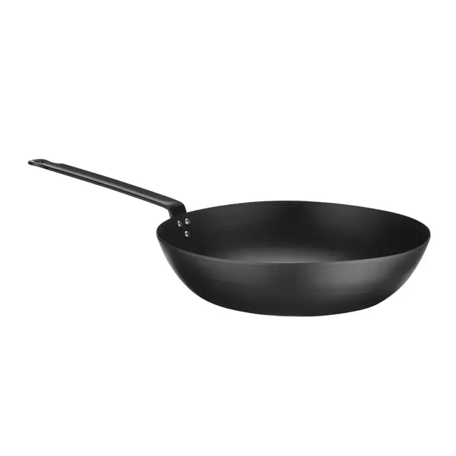 HENDI Wok – Carbon Staal – Ergonomische Handgreep – Ø30 cm – 53 cm Lengte