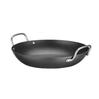 HENDI Carbonstalen serveerpan Ø243 mm met twee handgrepen 1,5 mm