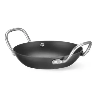 HENDI Carbonstalen serveerpan Ø164 mm met twee handgrepen 1,5 mm