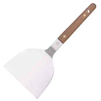 HENDI Teppanyaki spatel – roestvast staal – walnoothouten handgreep – 240x105 mm