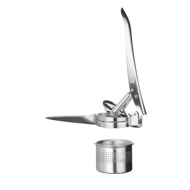 HENDI Aardappelpers – Roestvast staal – Verwijderbare zeef – Vaatwasmachinebestendig – 270x100x95 mm