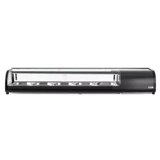 Arktic Sushi-display – roestvrij staal – gehard glas – LED-verlichting – 180 cm