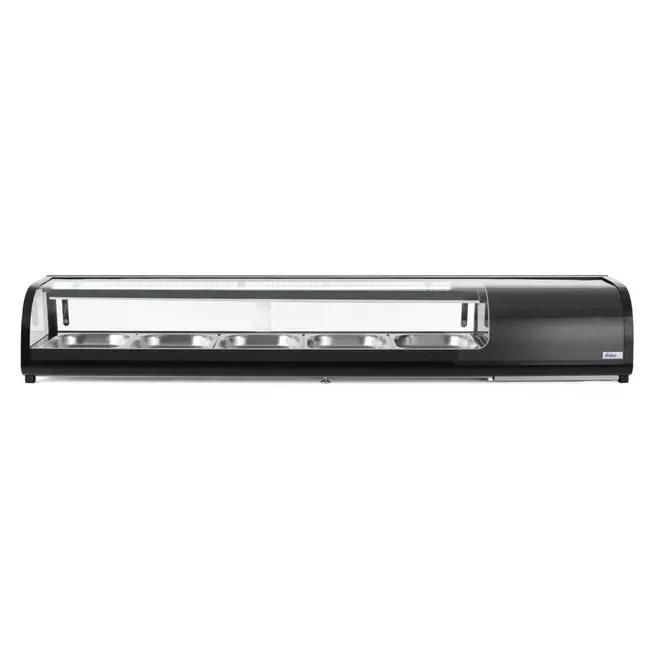 Arktic Sushi-display – roestvrij staal – gehard glas – LED-verlichting – 180 cm