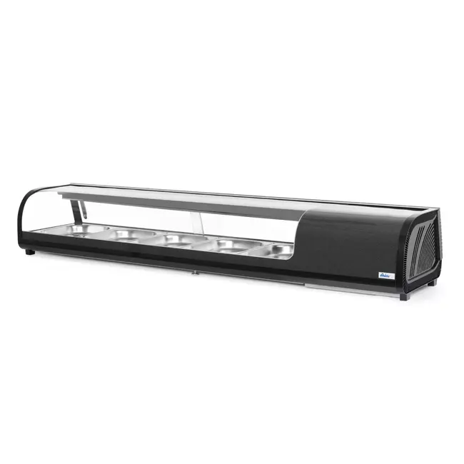 Arktic Sushi-display – roestvrij staal – gehard glas – LED-verlichting – 180 cm