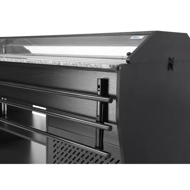 Arktic Saladebuffet display – Roestvrij staal & multiplex – 4 GN 1/1 containers – Verlichting & zwenkwielen – 1490x765x1370 mm