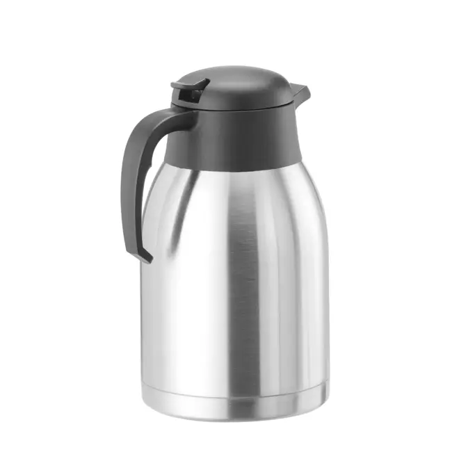 HENDI Dubbelwandige isoleerkan – 2L – roestvast staal – uitstekende isolatie – zwart deksel