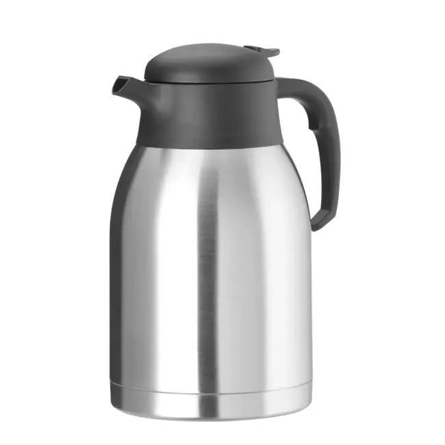 HENDI Dubbelwandige isoleerkan – 2L – roestvast staal – uitstekende isolatie – zwart deksel