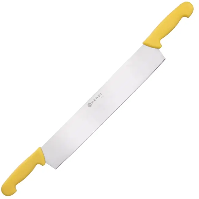 HENDI Lang kaasmes met dubbele handgreep – roestvrij staal – ergonomisch – 655 mm – geel