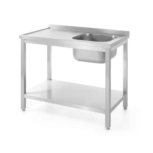 HENDI Spoeltafel met enkele spoelbak – roestvrij staal – verstelbare poten – 1000x600x850 mm