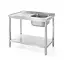 HENDI Spoeltafel met enkele spoelbak – roestvrij staal – verstelbare poten – 1000x600x850 mm