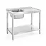 HENDI Spoeltafel met enkele spoelbak – roestvrij staal – verstelbare poten – 1000x600x850 mm