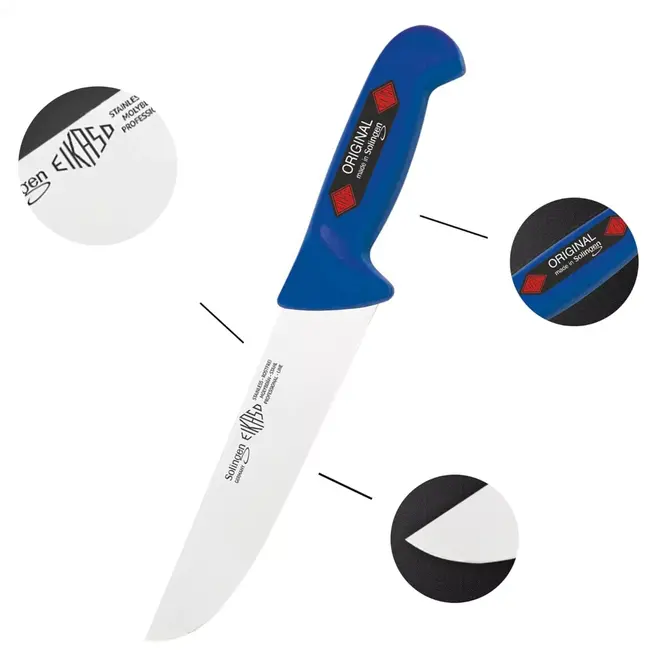 Eikaso Solingen Slagersmessenset Blauw – 3-Delig – IJsgehard Molybdeenstaal – Ergonomisch – Incl. Messentas