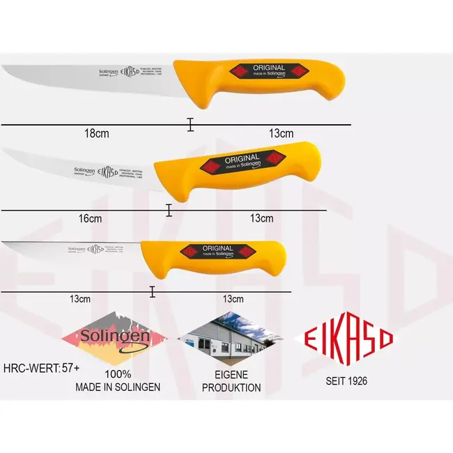Eikaso Solingen Messenset Geel – 3-delig – Universeelmessen & Uitbeenmes – Professioneel – Antislip Handvat