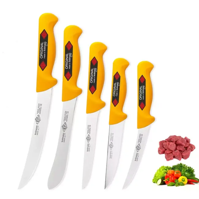 Eikaso Solingen Professionele Messenset Geel – 6-Delig – Inclusief Aanzetstaal – Molybdeenstaal – Gemaakt in Solingen