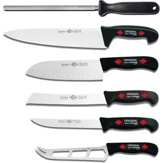 Eikaso Solingen Keukenmessenset 6-Delig – Koksmessen, Santoku & Broodmes – Incl. Aanzetstaal – Gemaakt in Solingen