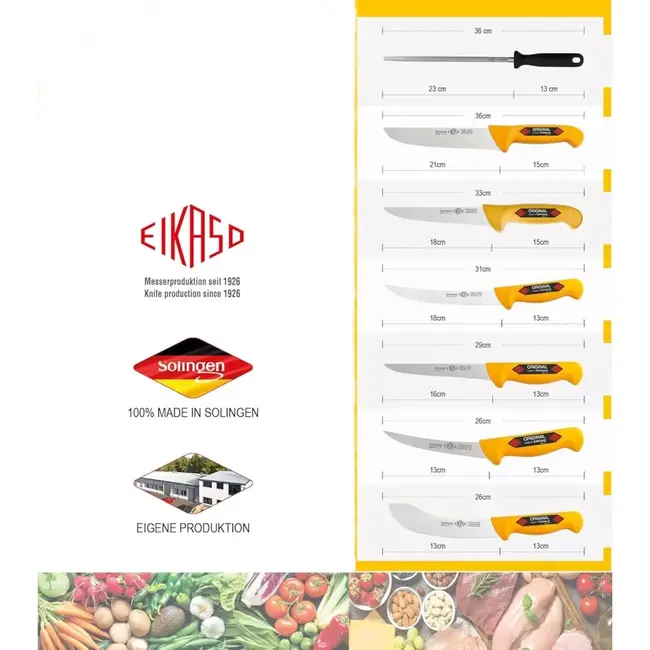 Eikaso Solingen Slagersmessenset 7-Delig – Incl. Afschilmesser (Skinning Knife), Uitsnijmes & Uitbeenmessen – Solingen Duitsland