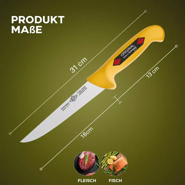 Eikaso Solingen Messenset – 3-delig – Molybdeenstaal – IJshard – Geel Antislip Handvat – Solingen Duitsland