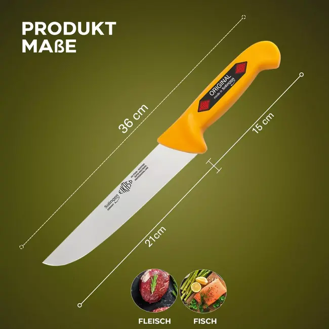 Eikaso Solingen Messenset – 3-delig – Molybdeenstaal – IJshard – Geel Antislip Handvat – Solingen Duitsland
