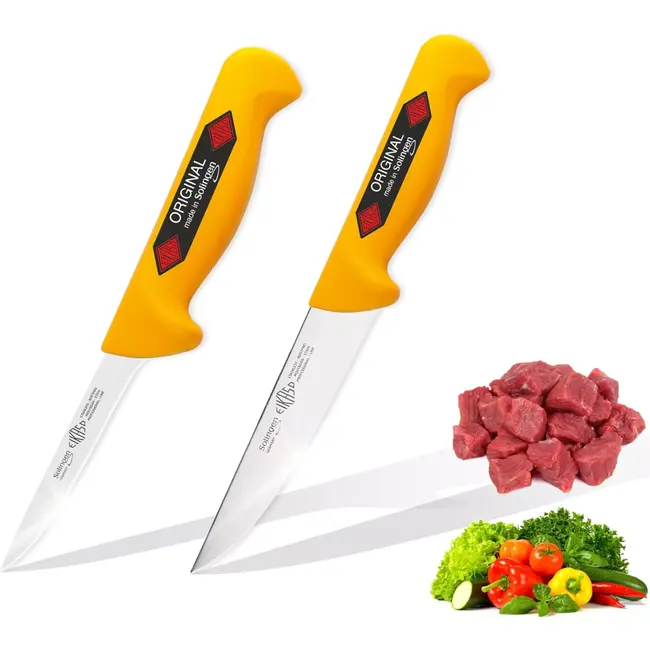 Eikaso Solingen Slagersmessenset – 2-delig – Uitbeenmes & Vleesmes – 1,4116 Staal – Geel Handvat – Solingen Duitsland