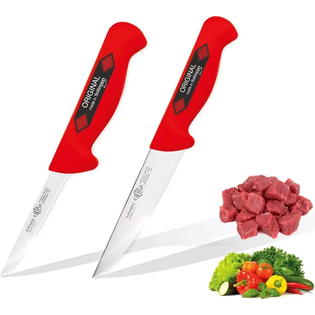 Eikaso Solingen Slagersmessenset – 2-delig – Rood Handvat – Uitbeenmes & Vleesmes – 1,4116 Staal – Solingen Duitsland