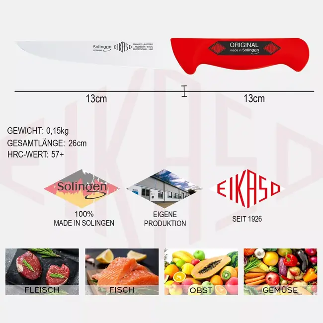 Eikaso Solingen Slagersmessenset – 2-delig – Rood Handvat – Uitbeenmes & Vleesmes – 1,4116 Staal – Solingen Duitsland