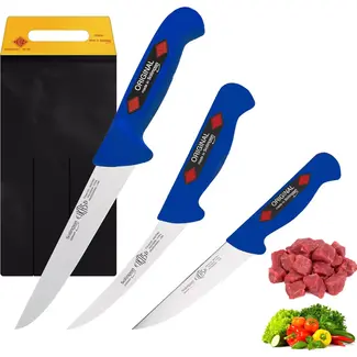 Eikaso Solingen Vleesmessenset – 3-delig – Professioneel – Steekmessen & Uitbeenmes – Blauw – Solingen