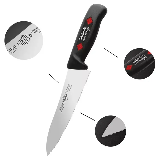 Eikaso Solingen Keukenmessenset – 3-delig – Santokumes met Kuiltjes & Universeelmessen – Zwart – Solingen