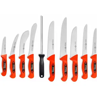 Eikaso Solingen 10-delige Slagersmessenset – Rood Handvat – Molybdeenstaal – Ontbenen, Villen, Snijden – Solingen