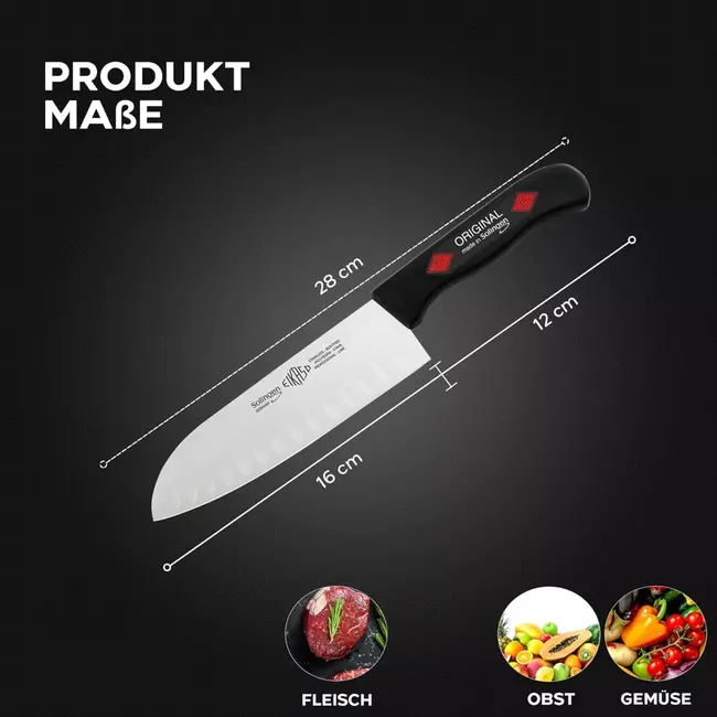 Eikaso Solingen 4-delige Messenset Zwart – Koksmes, Broodmes, Santokumes & Aanzetstaal – Solingen