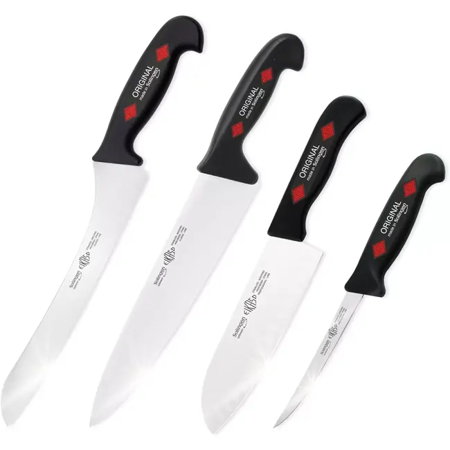 Eikaso Solingen 4-delige Messenset – Uitbeenmes, Santokumes, Broodmes & Koksmes – Zwart Handvat – Solingen