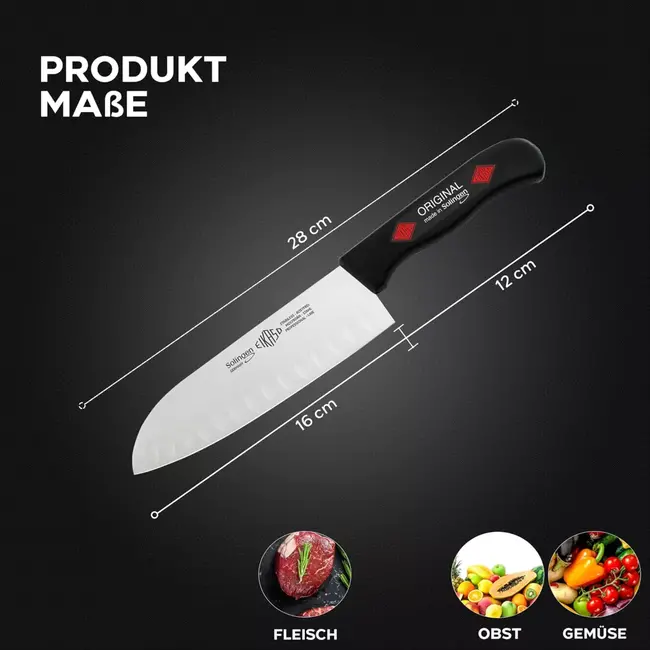 Eikaso Solingen 4-delige Messenset – Uitbeenmes, Santokumes, Broodmes & Koksmes – Zwart Handvat – Solingen