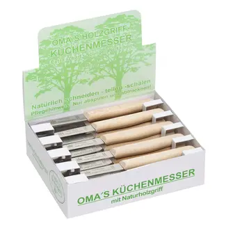 RÖR Solingen Schilmesje Recht Hout – RVS – Oma's Keukenmesje – 20 stuks in verkoopdisplay