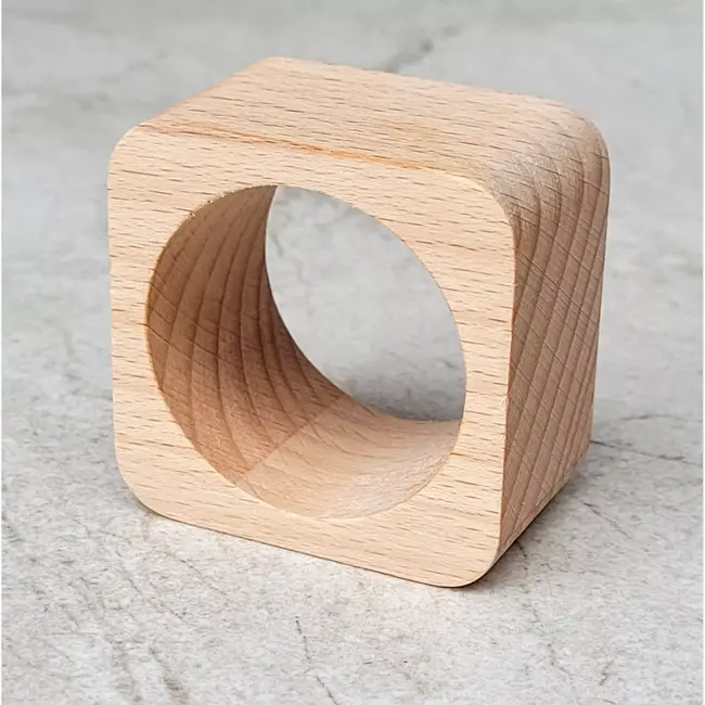 HOCHO Servetring – Vierkant – 50x50x30 mm – Beukenhout Raw – Natuurlijke Tafeldecoratie