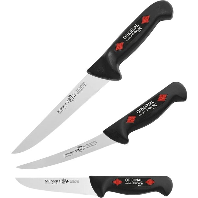 Eikaso Solingen Messenset – 3-delig – Steekmessen & Uitbeenmes – Zwart – Voor Vlees & Groente – Solingen