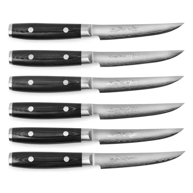 Yaxell Ran Steakmessen Set - 6 Messen met Houder - Japanse Kwaliteit