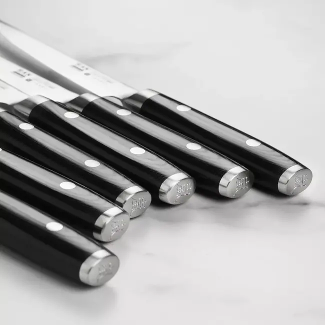 Yaxell Ran Steakmessen Set - 6 Messen met Houder - Japanse Kwaliteit